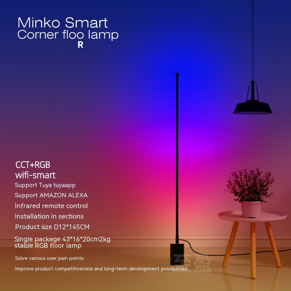 Minko Smart RGB Corner Floor Lamp – Tuya WiFi + Remote